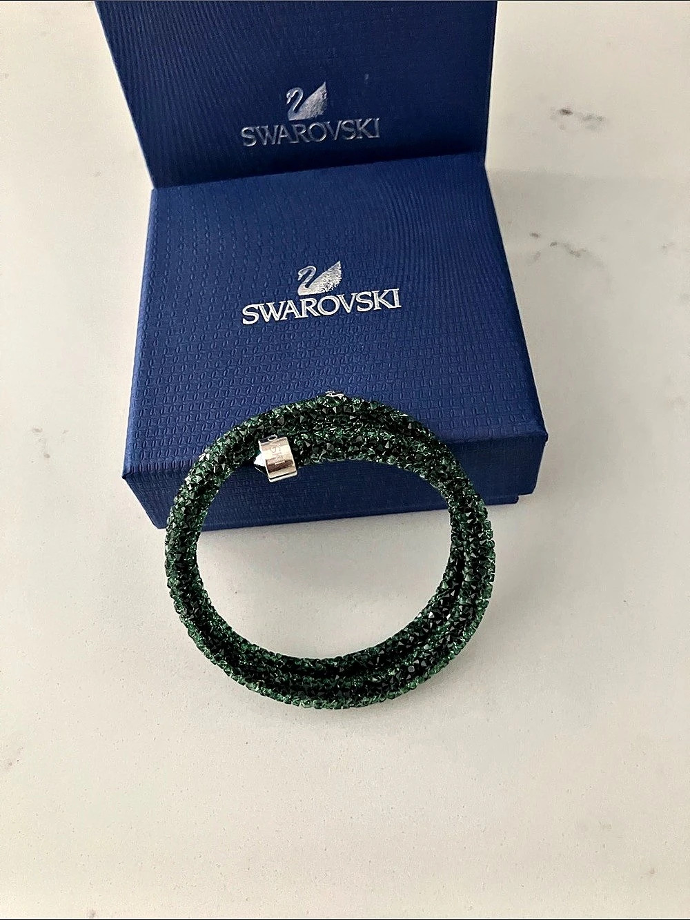 Swarovski Crystaldust Cuff Green Crystal Bracelet Like New